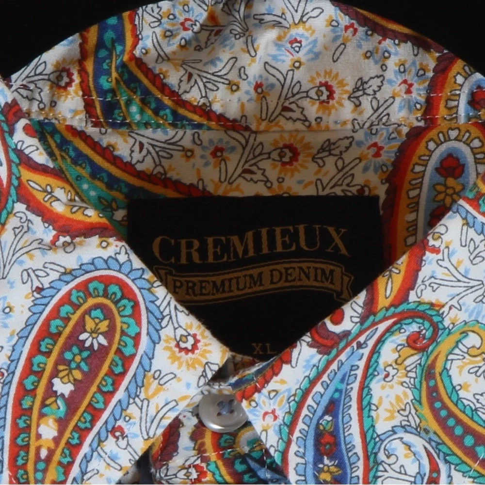 Daniel Cremieux Premier Denim Multicolor Paisley Men's Short Sleeve Shirt - Picture 3 of 5